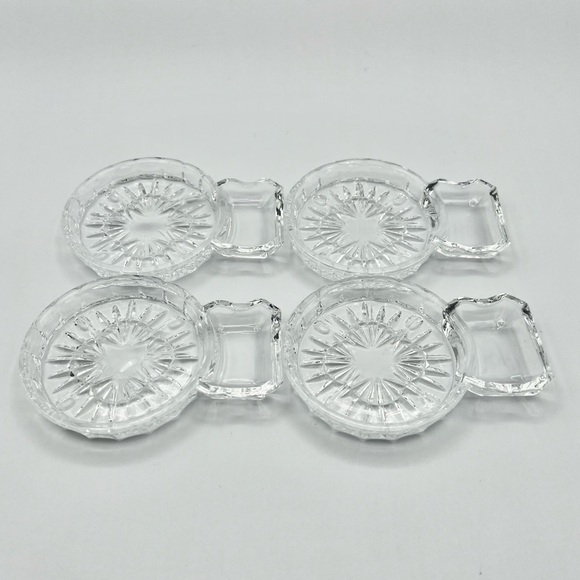 Godinger Freedom Coasters Spoon Rests Combo Clear Crystal Glass Set Of 4 Vintage - Picture 3 of 10
